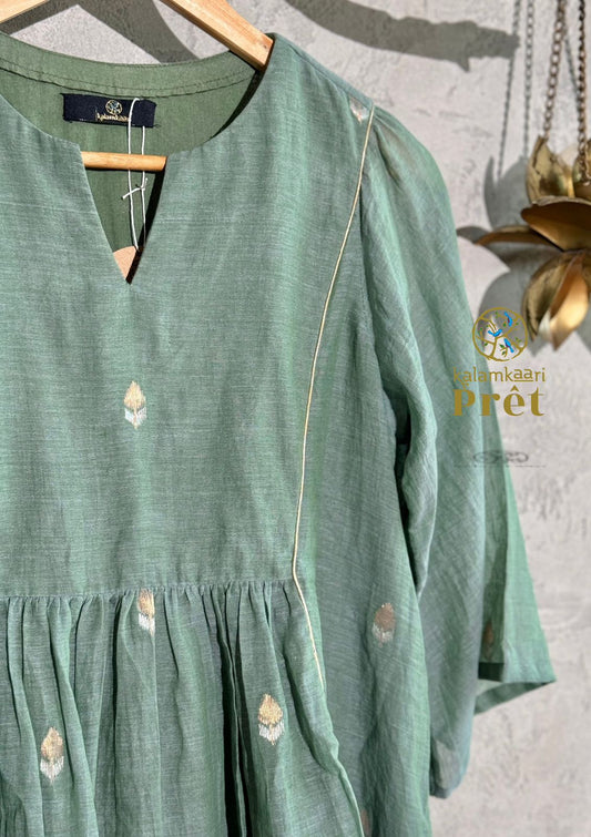 SAGE GREEN ZARI JAMDANI COTTON TOP