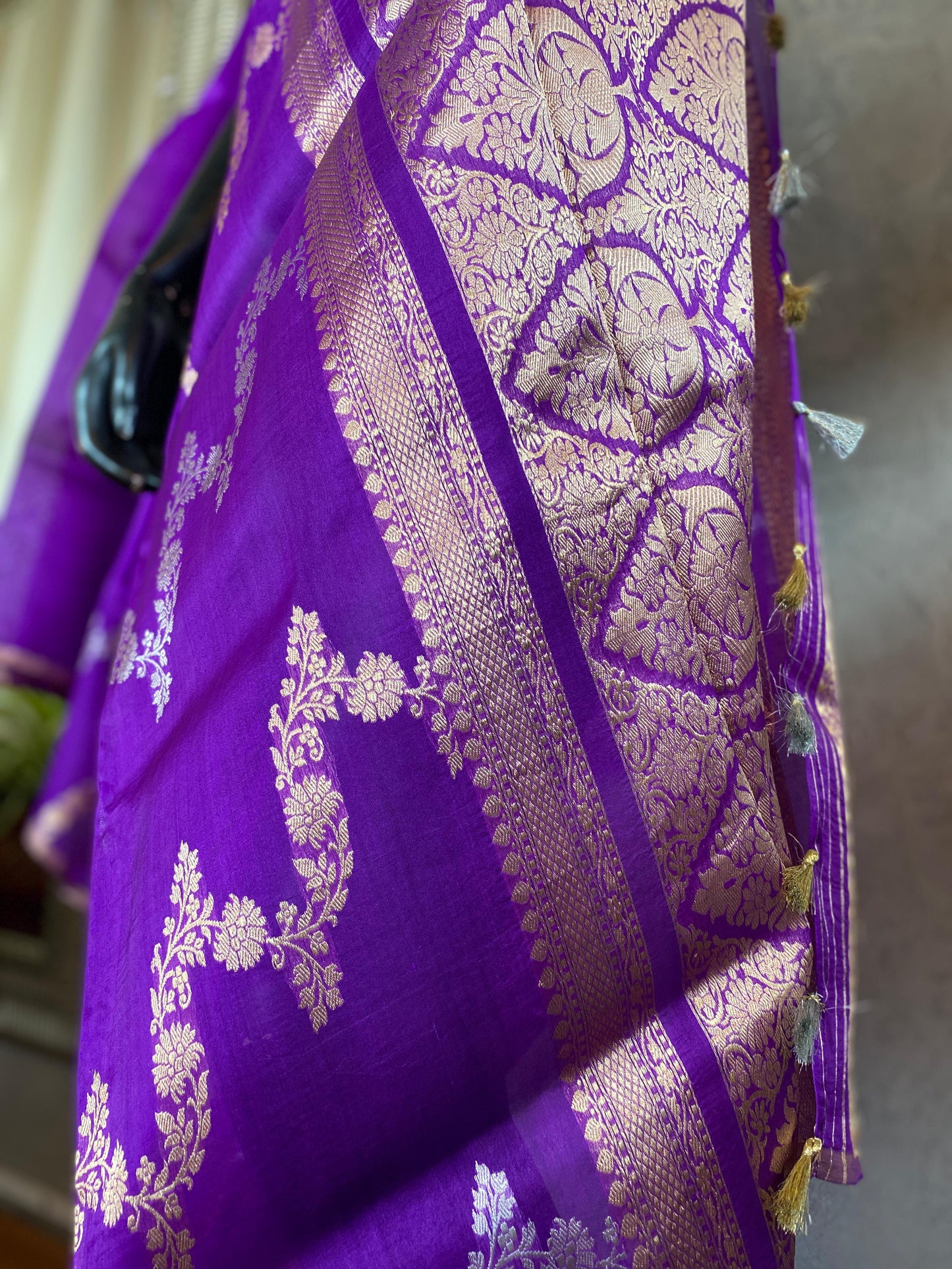 BANARASI ORGANZA SAREE - PURPLE