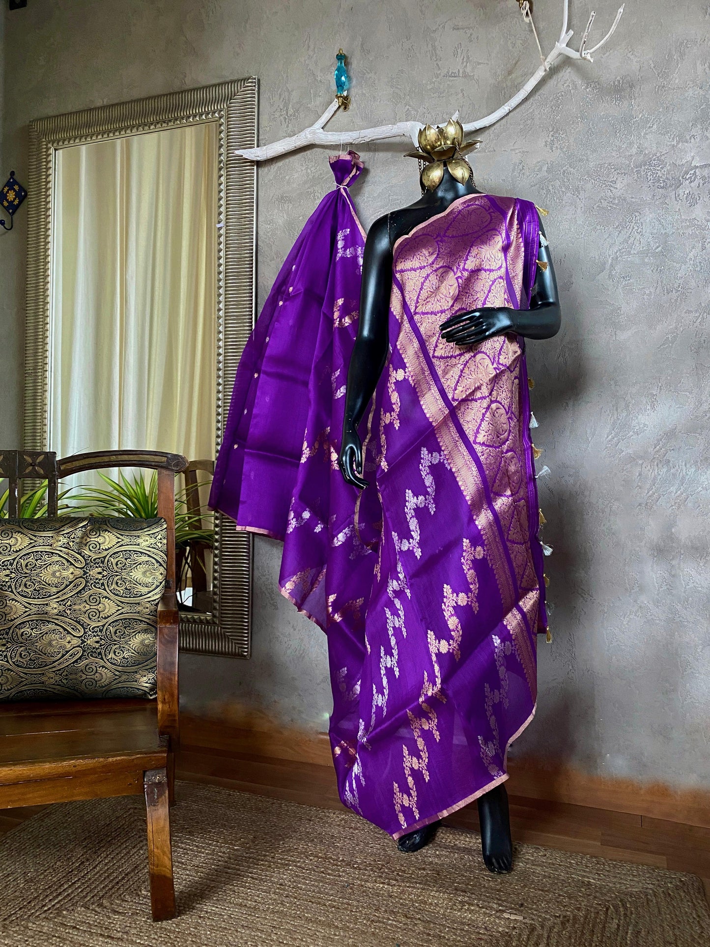 BANARASI ORGANZA SAREE - PURPLE