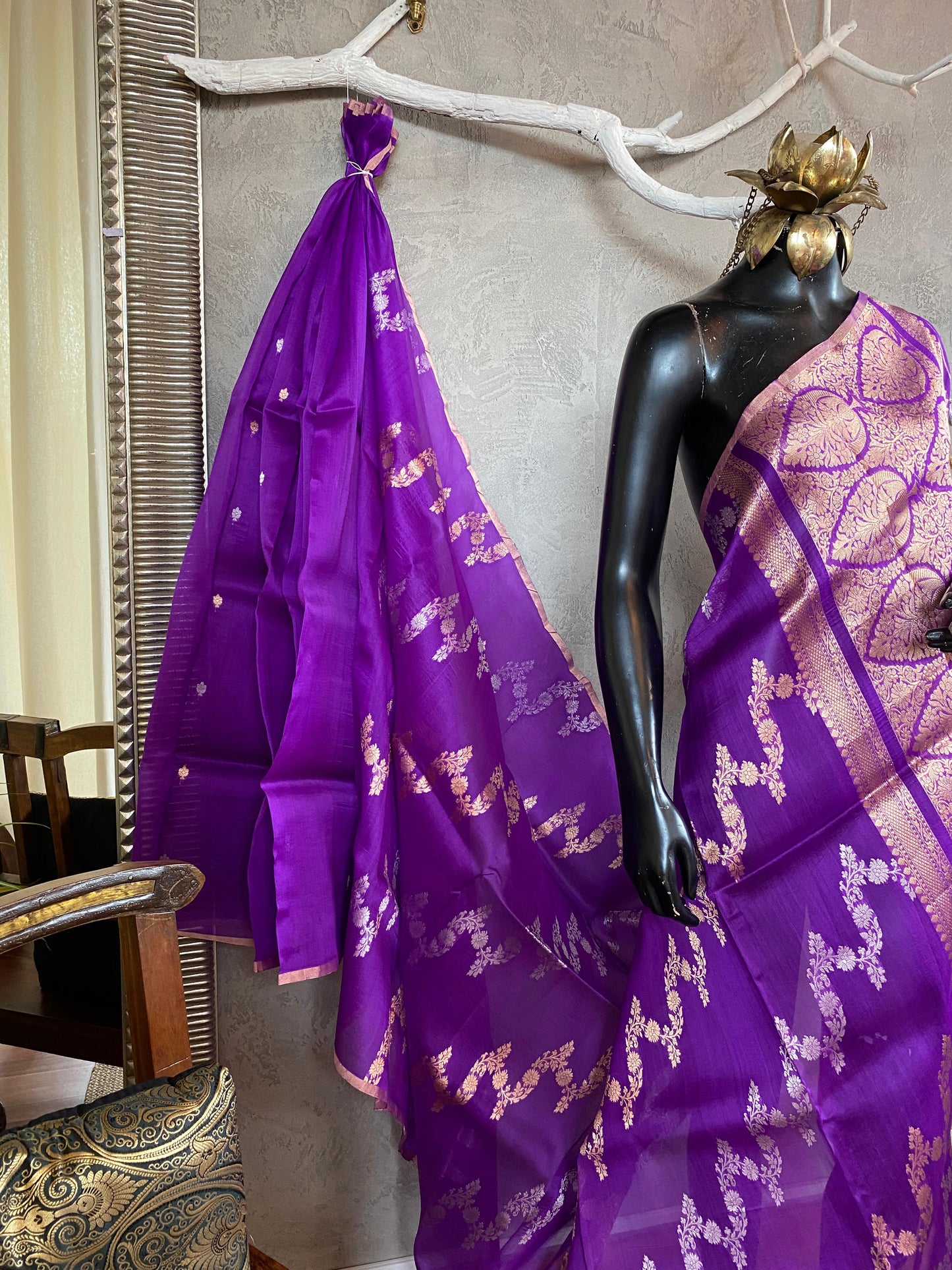 BANARASI ORGANZA SAREE - PURPLE