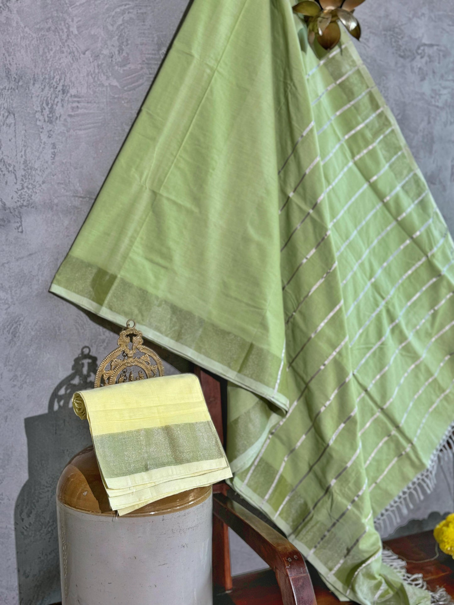 GREEN SILVER KARA COTTON SAREE