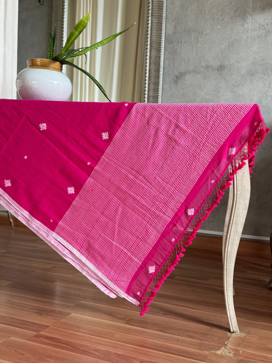 RANIPINK JAMDANI MUL COTTON SAREE