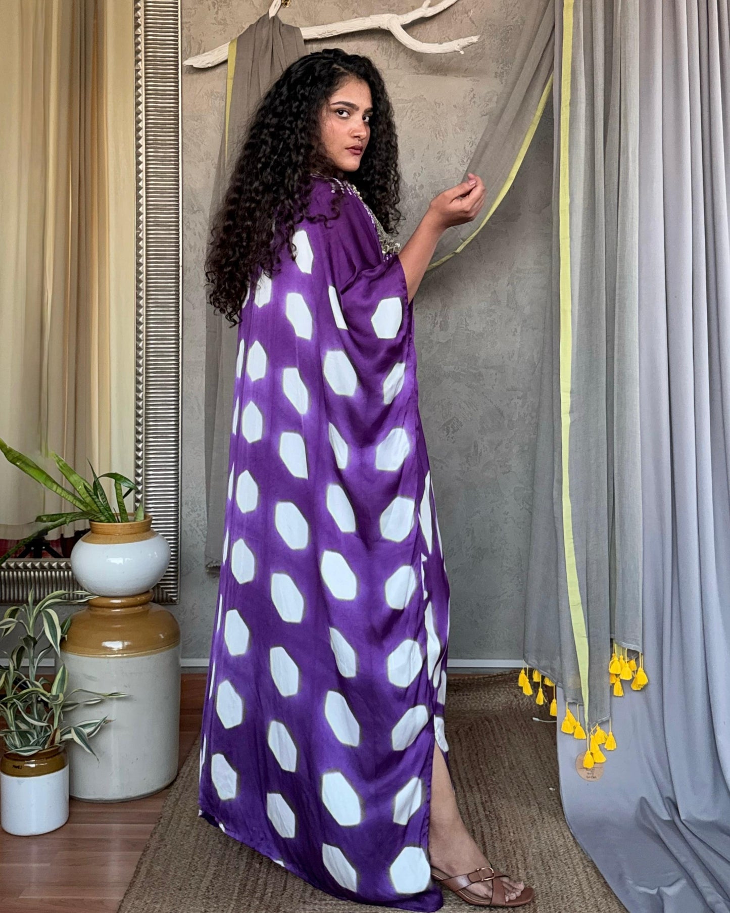 PURPLE SHIBORI KAFTAN