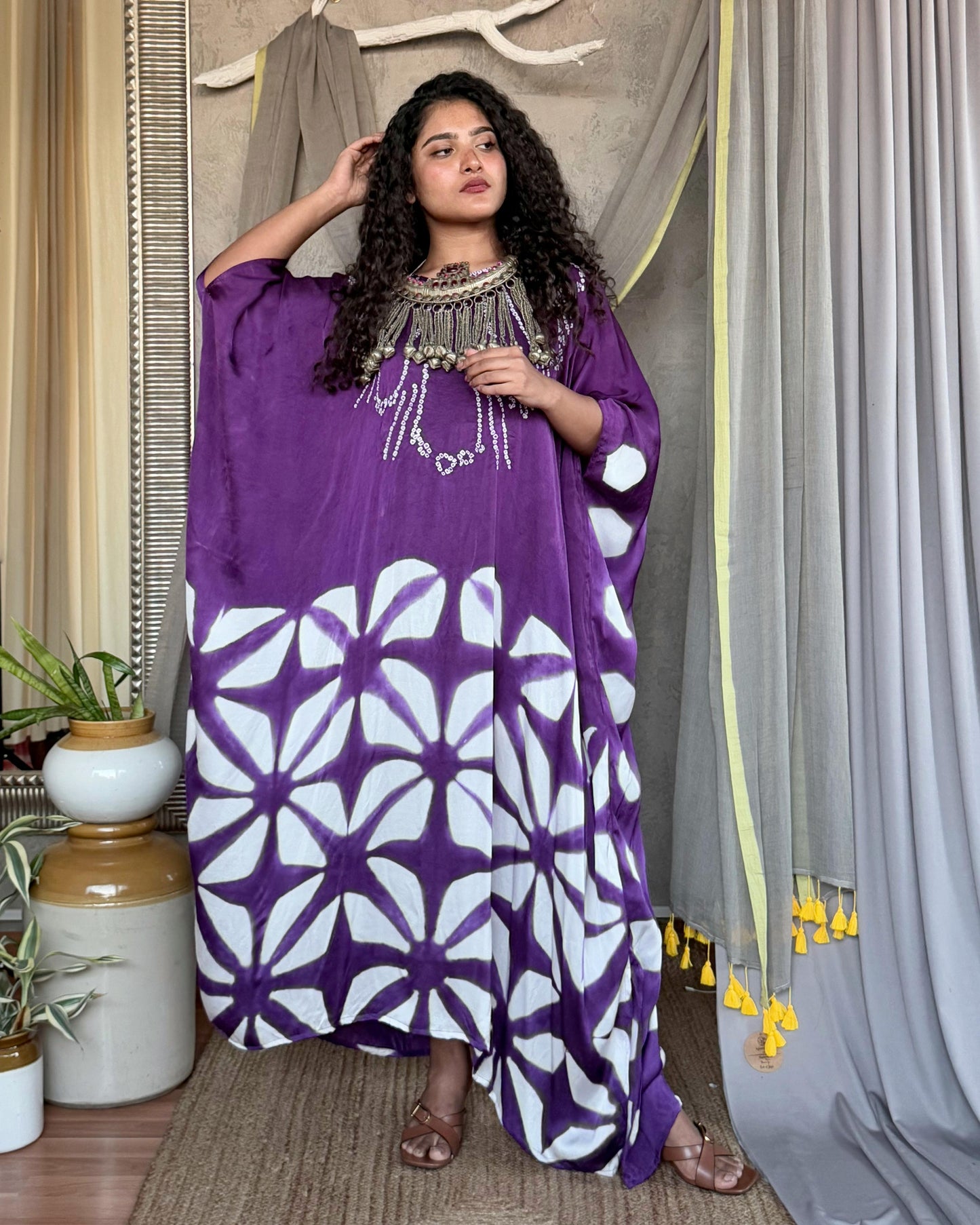 PURPLE SHIBORI KAFTAN