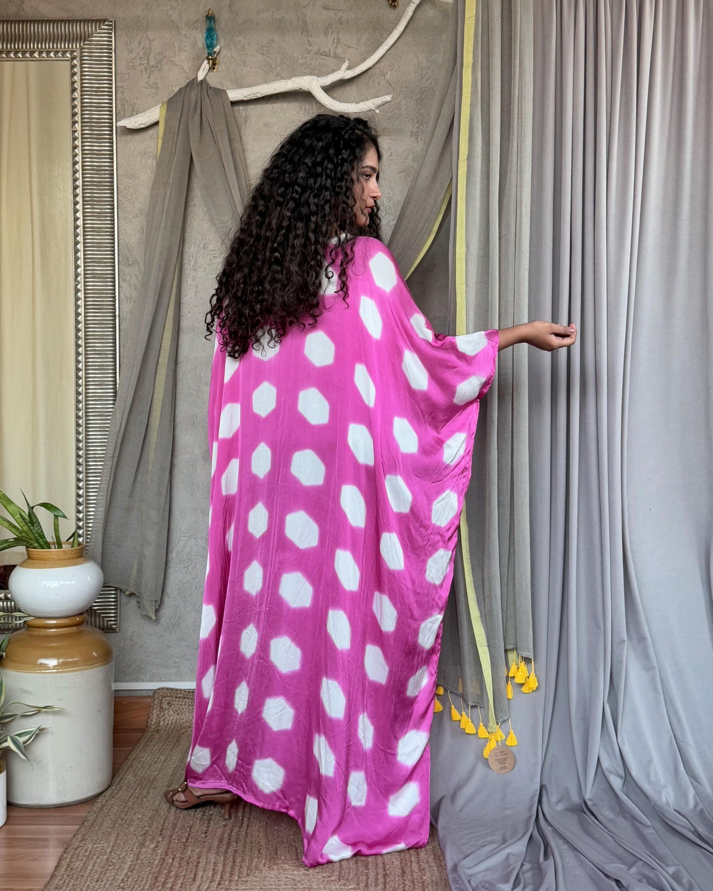 PINK SHIBORI KAFTAN