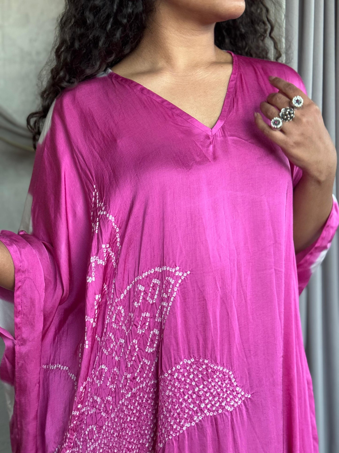 PINK SHIBORI KAFTAN