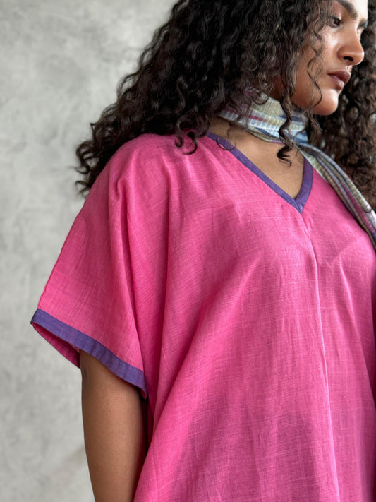 PINK STRAIGHT CUT MUNDU DRESS