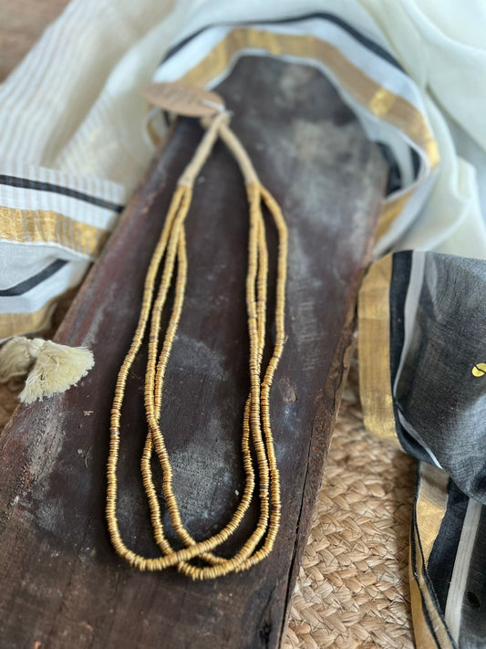 3 LAYER LONG BRASS NECKPIECE GOLD