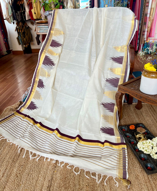 Coffee Temple Kasavu saree