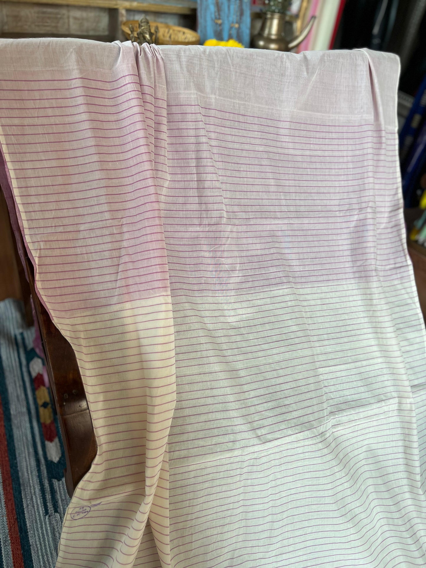 Pink Striped kara saree