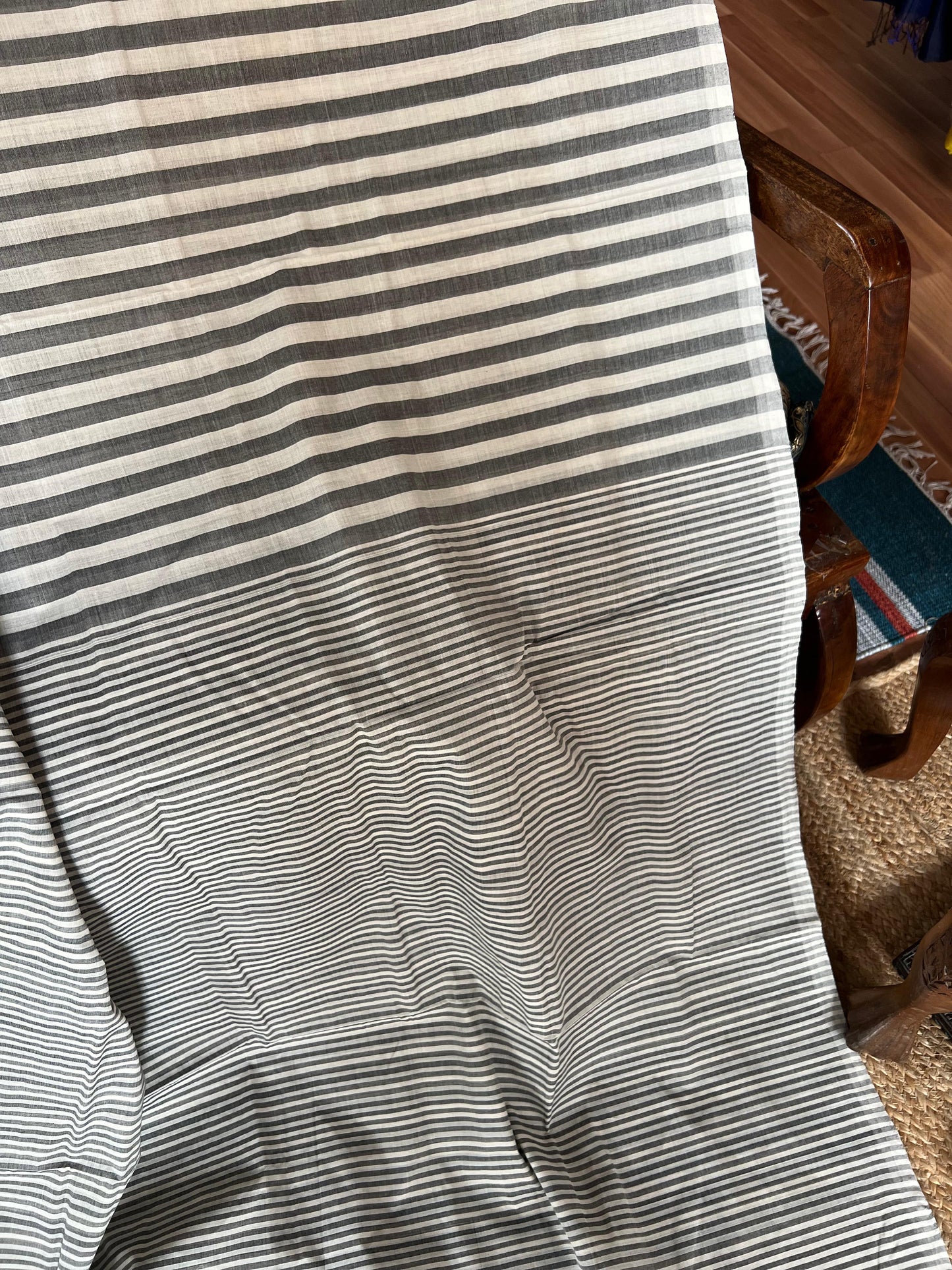 Grey Striped Kara saree