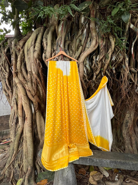 MODAL SILK BANDINI SAREE _YELLOW