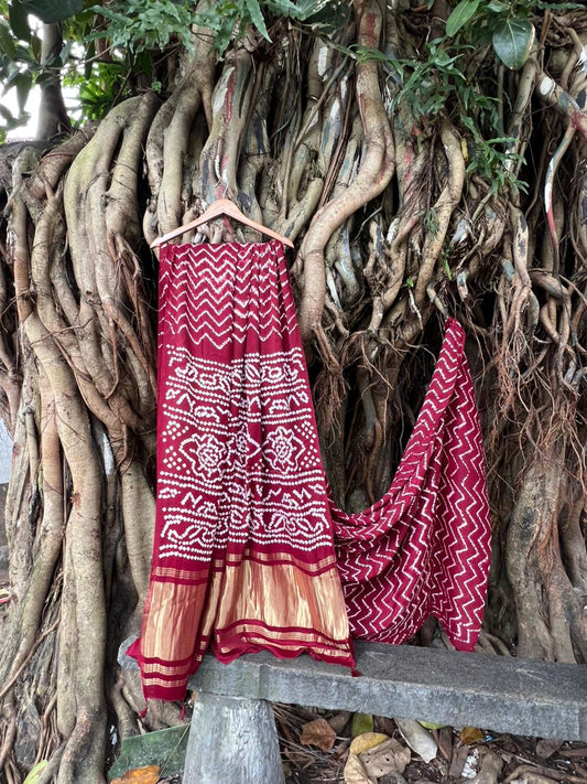 MODAL SILK BANDINI WITH NEEDLE SHIBORI_RED