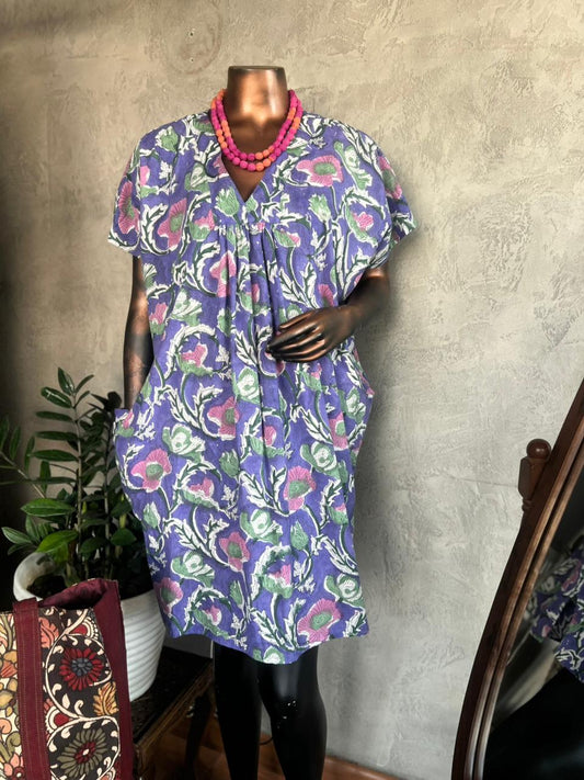 Handblockprinted cotton dress