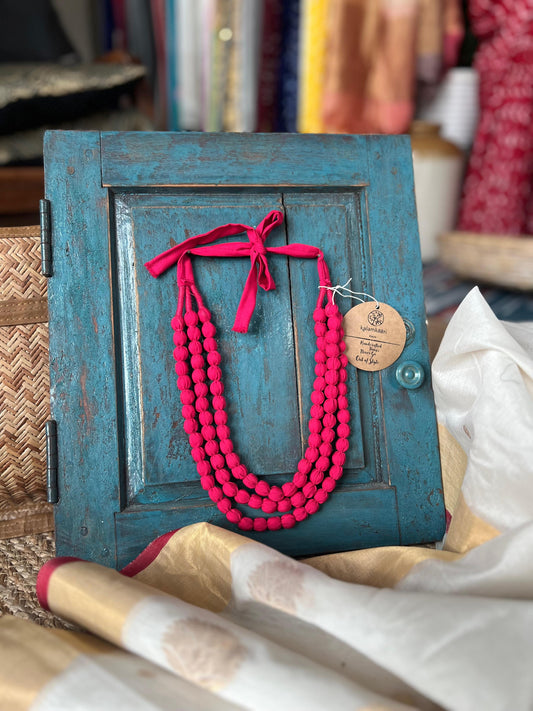 3 LAYER THREAD BEAD NECKPIECE_PINK