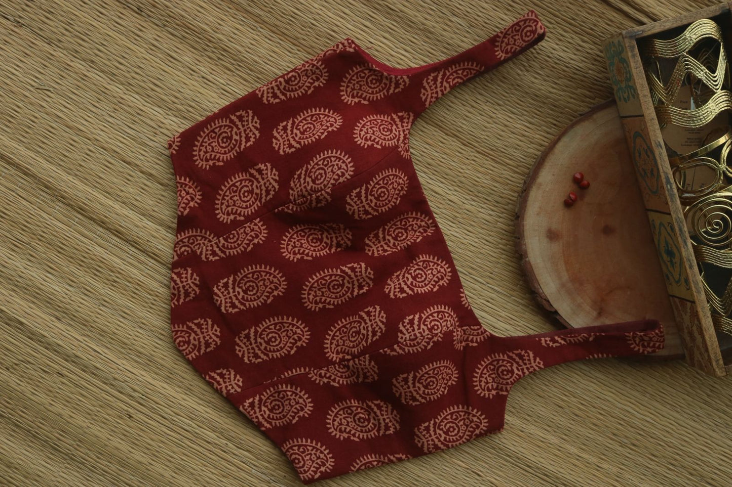 RUST PAISLEY CORSET BLOUSE