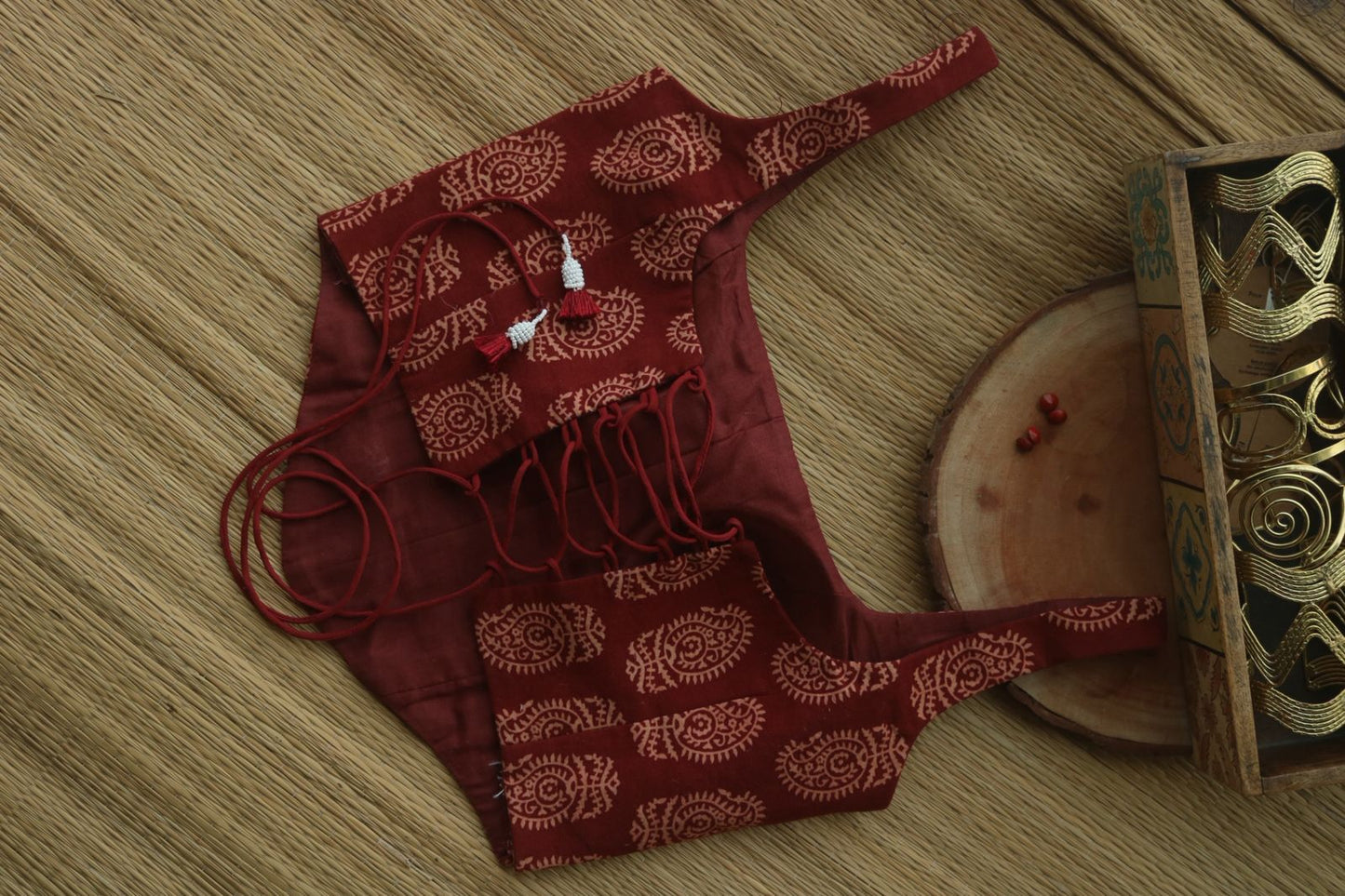 RUST PAISLEY CORSET BLOUSE