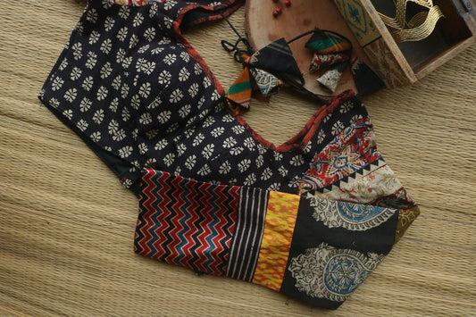 MIXED PATCH FULL SLEEVE BLOUSE