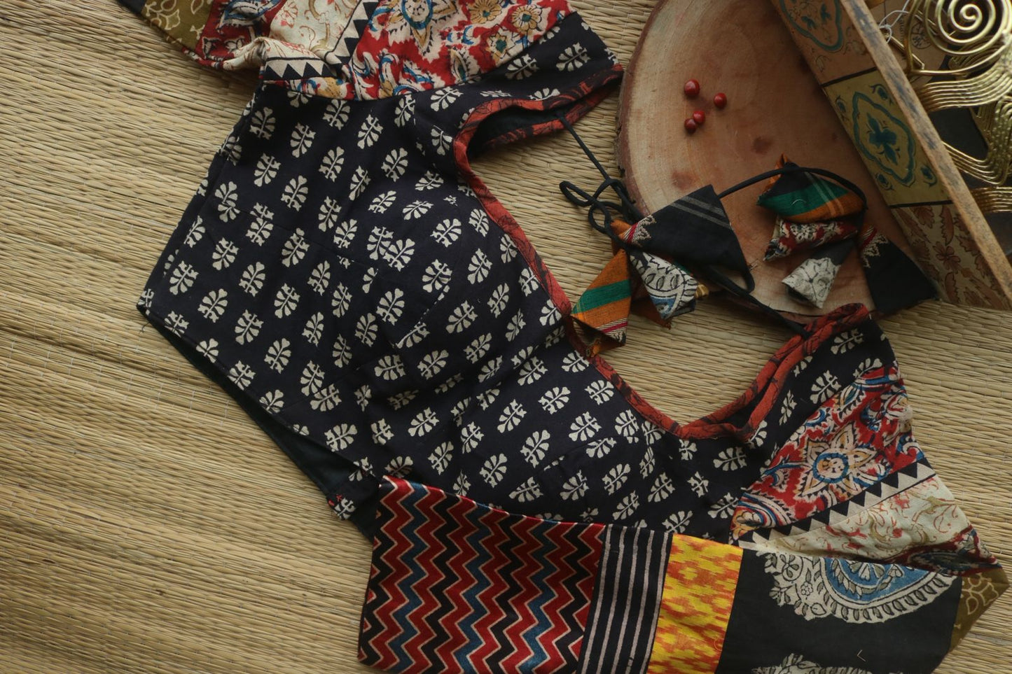 MIXED PATCH FULL SLEEVE BLOUSE