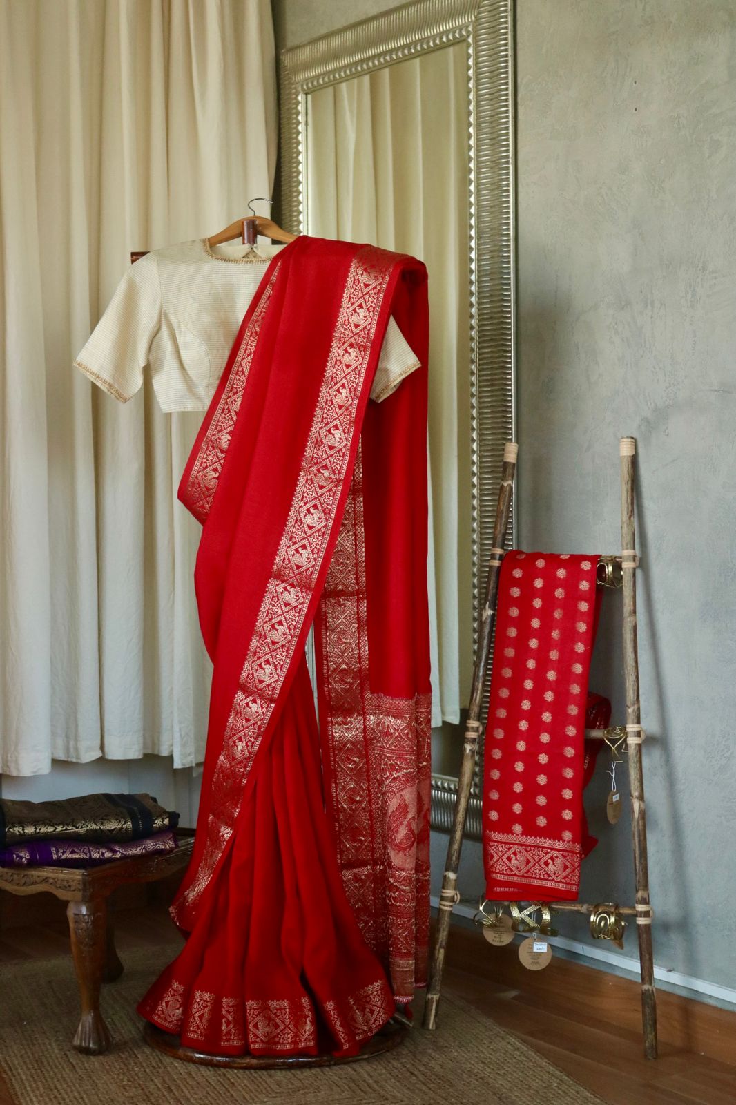 DOLA SILK HAND DYED SAREE_red