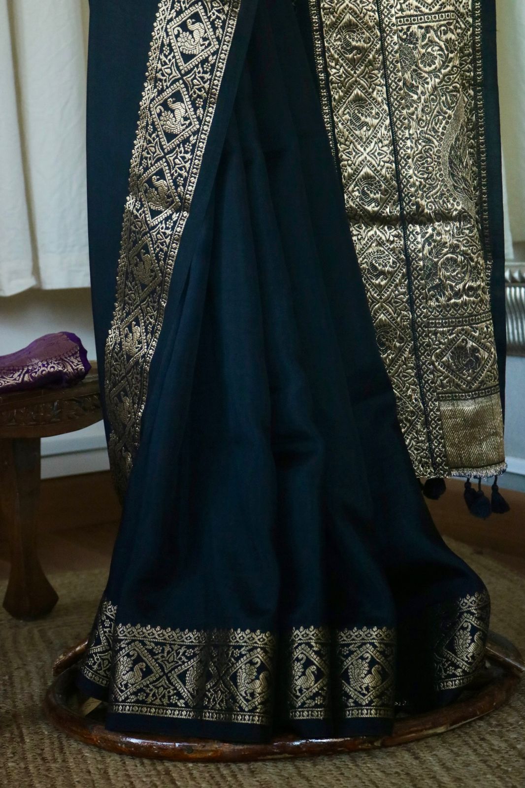DOLA SILK HAND DYED SAREE_black