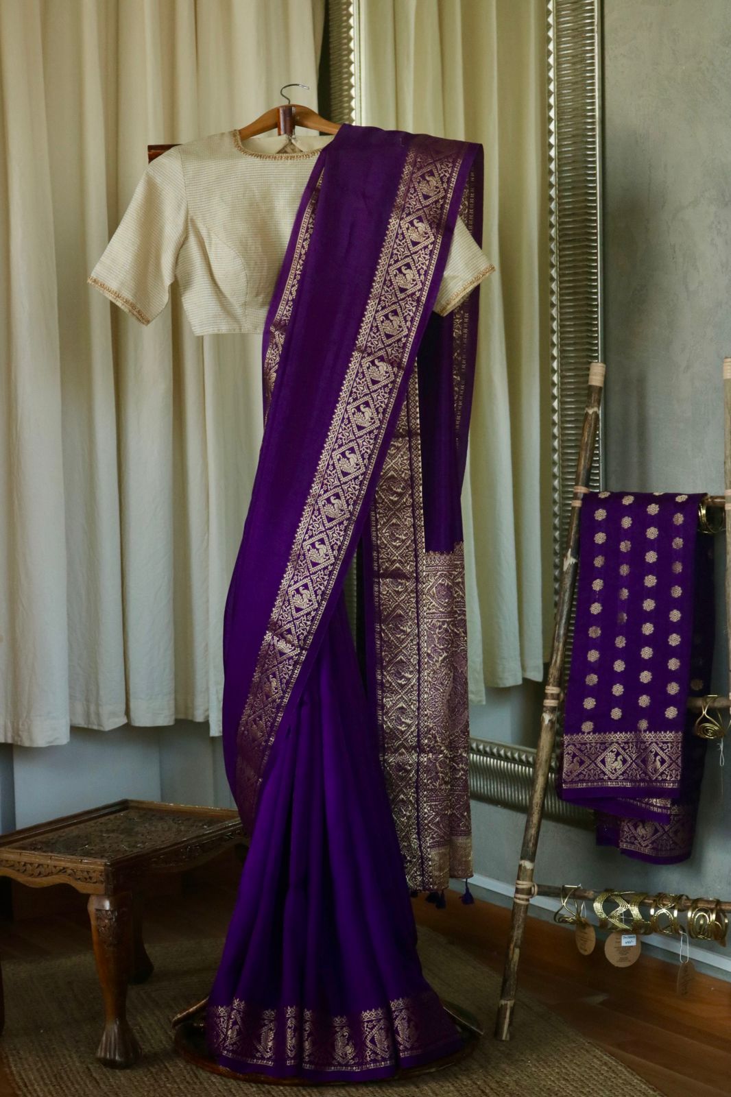 DOLA SILK HAND DYED SAREE_purple