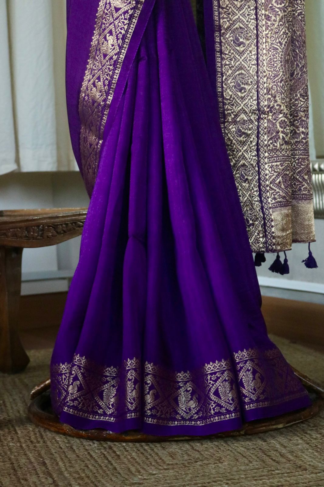 DOLA SILK HAND DYED SAREE_purple