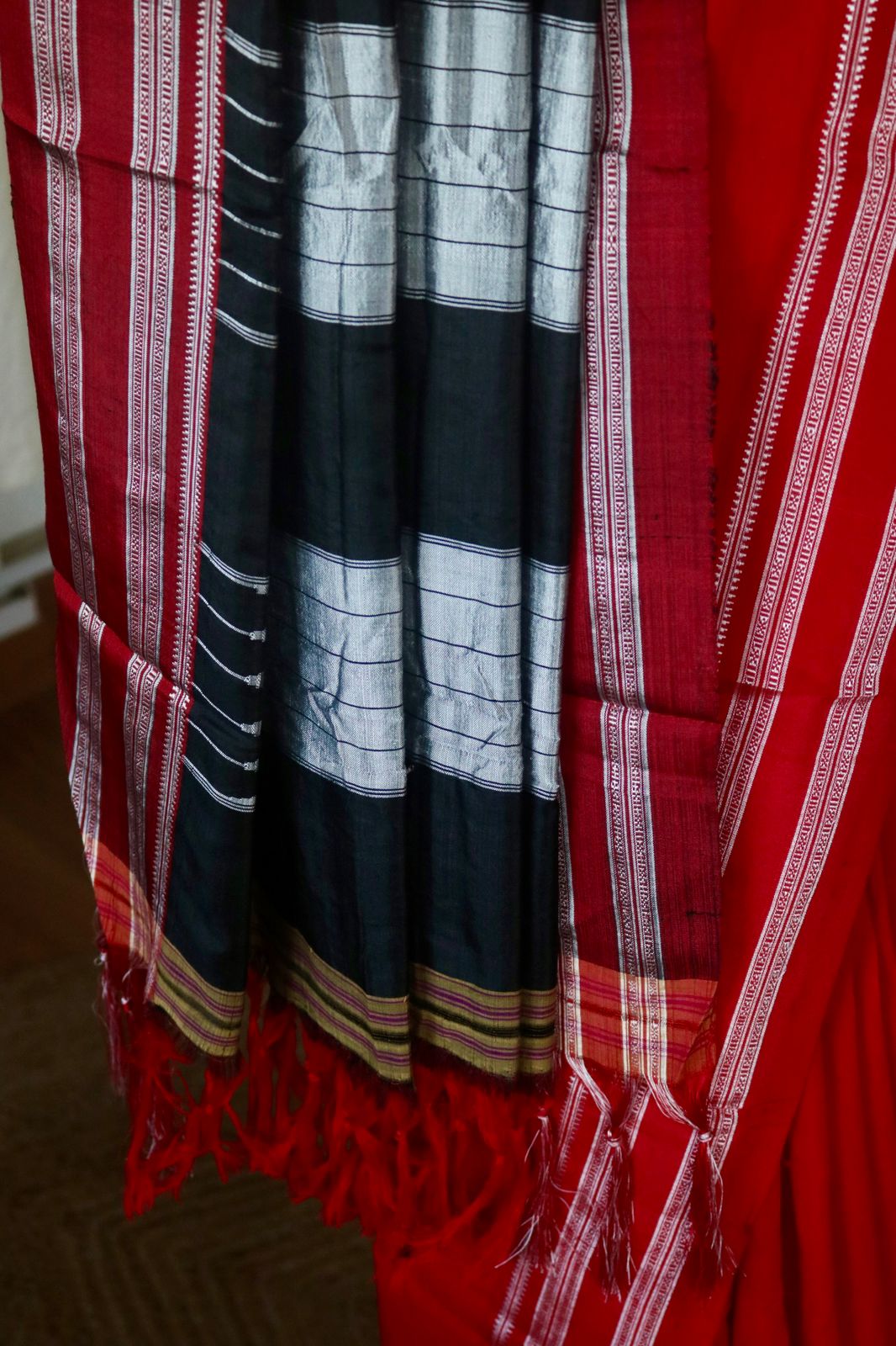 COTTON ILKAL WITH SILK PALLU SAREE_red