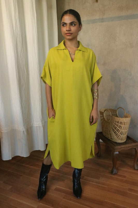 COTTON LINEN KAFTAN DRESS