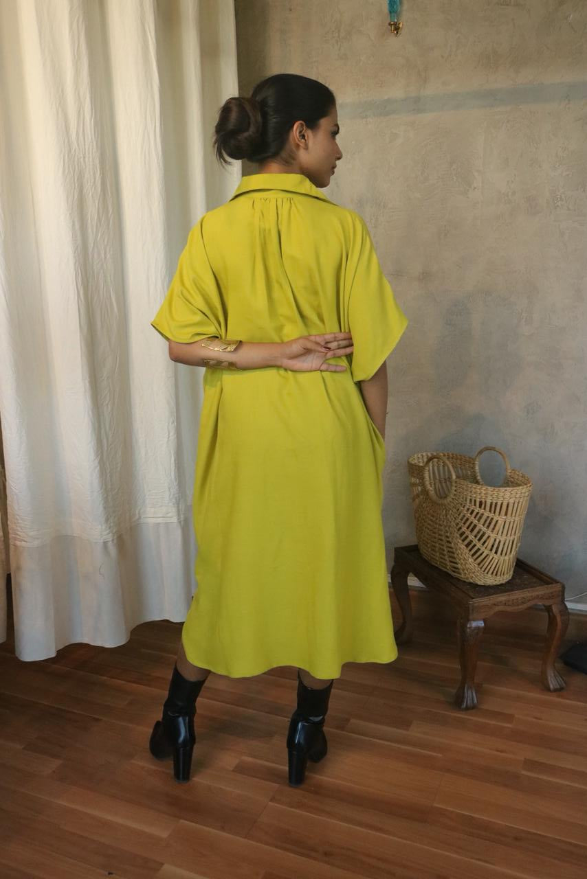 COTTON LINEN KAFTAN DRESS