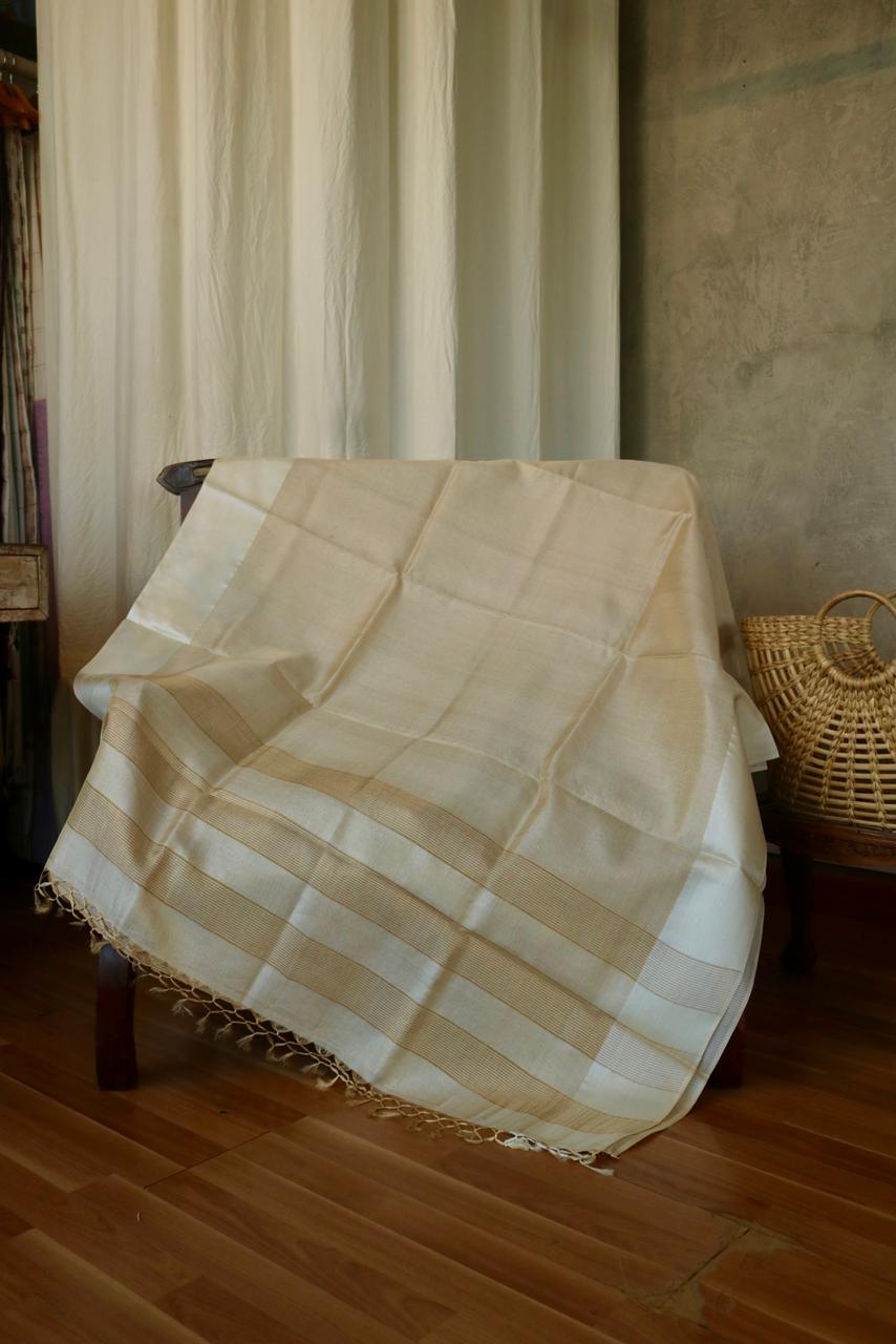 TUSSAR SAREE WITH MICRO CHECKS AND PLAIN BORDER