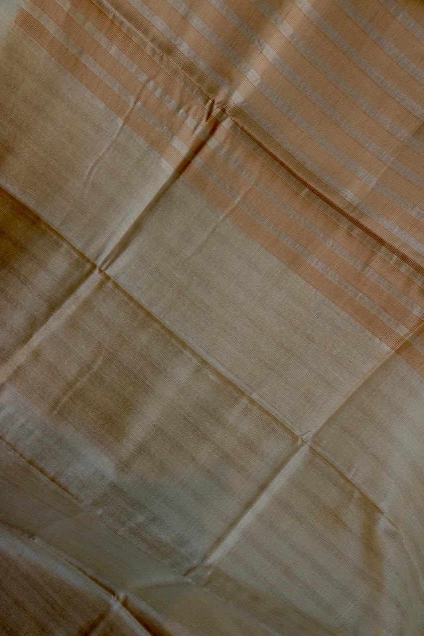 TUSSAR SAREE WITH STRIPED ZARI AND PLAIN BORDER