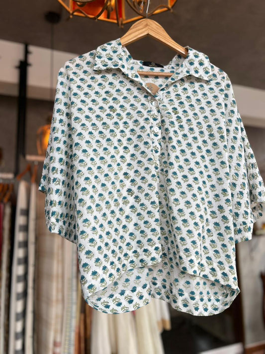 PRINTED COTTON KAFTAN SHIRT