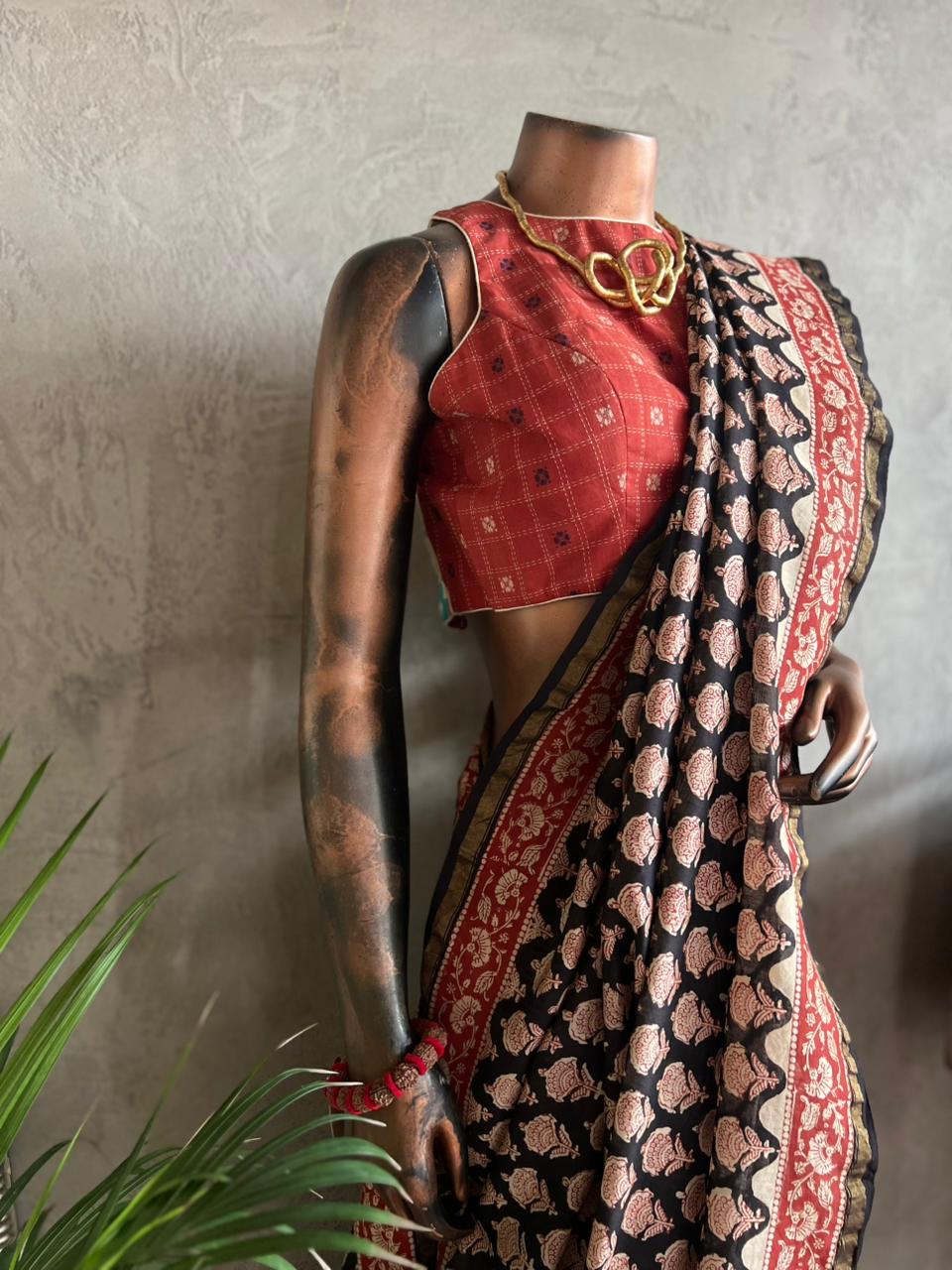 BAGRU PRINT CHANDERI SILK SAREE