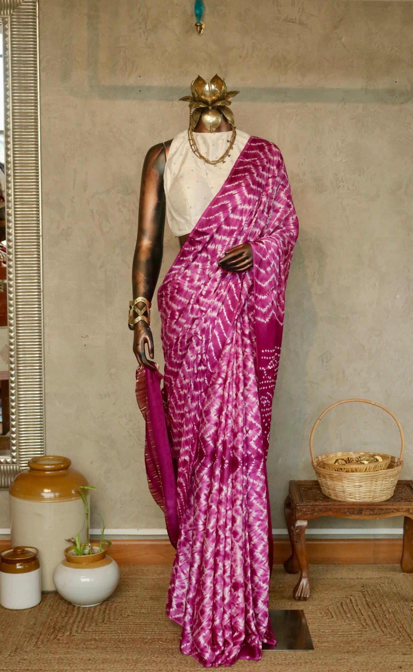 MODAL SILK BANDINI SAREE WITH NEEDLE SHIBORI