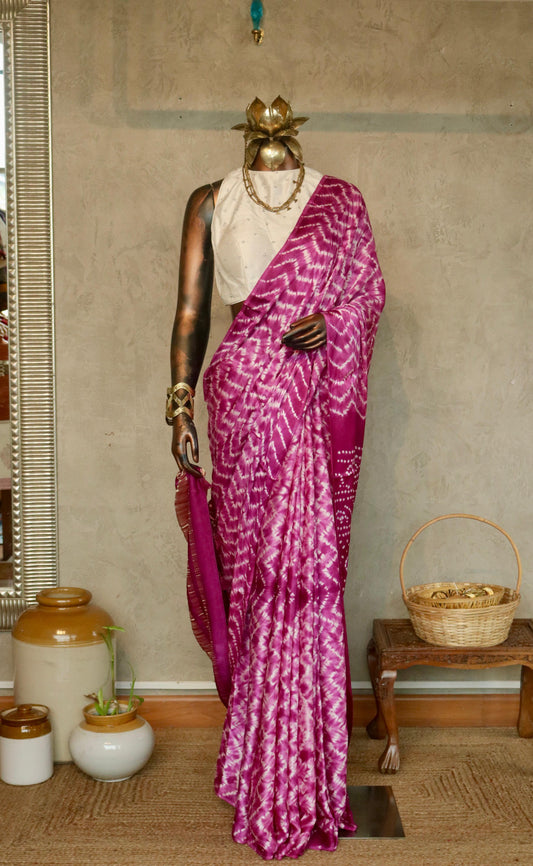 MODAL SILK BANDINI SAREE WITH NEEDLE SHIBORI