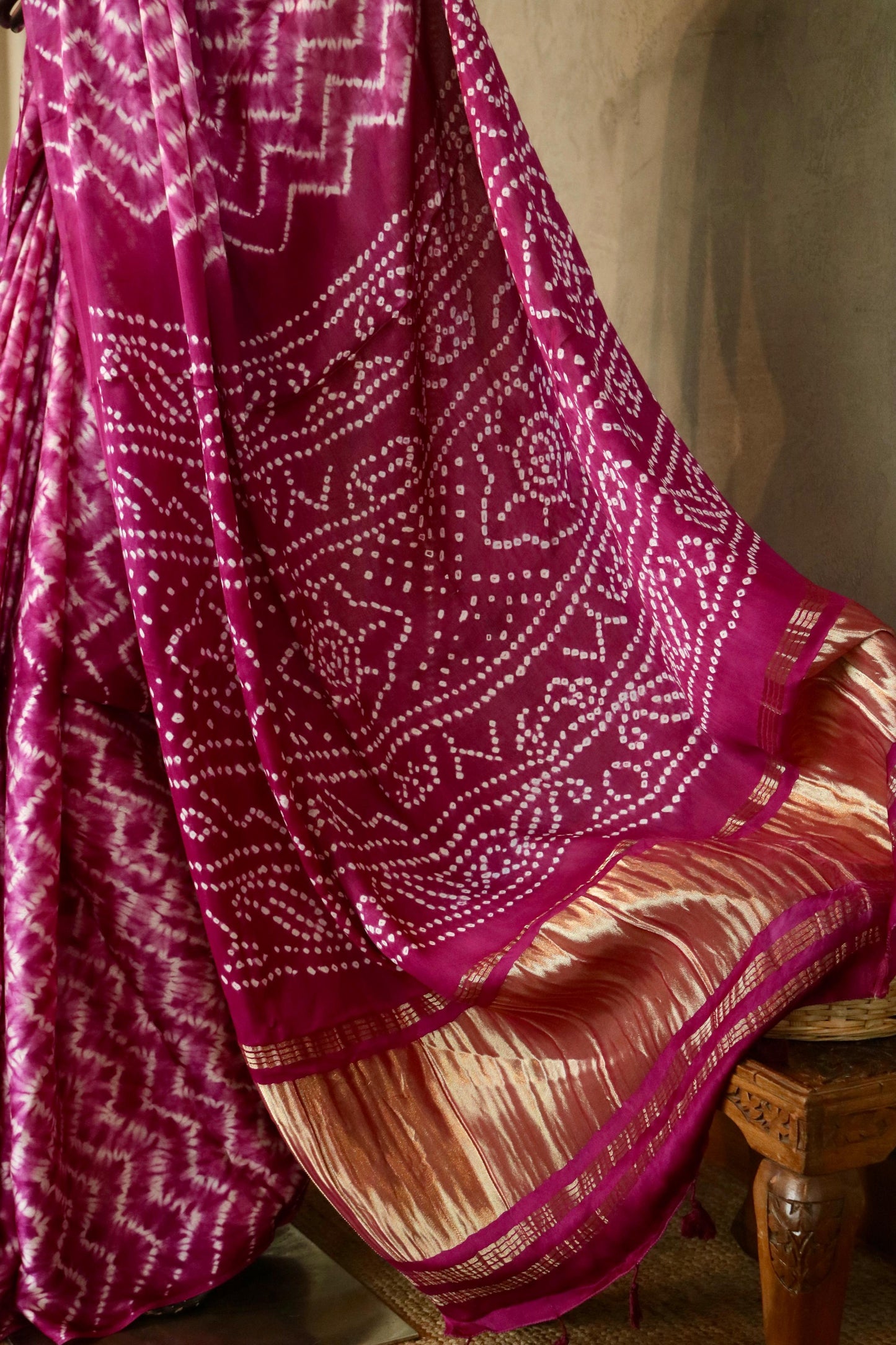 MODAL SILK BANDINI SAREE WITH NEEDLE SHIBORI