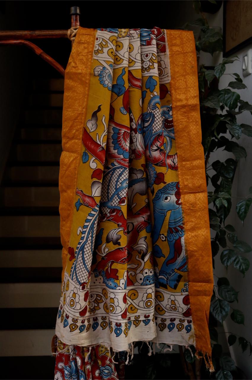 PEDANA KALAMKARI SAREE_RED