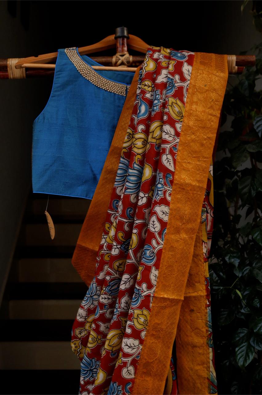 PEDANA KALAMKARI SAREE_RED