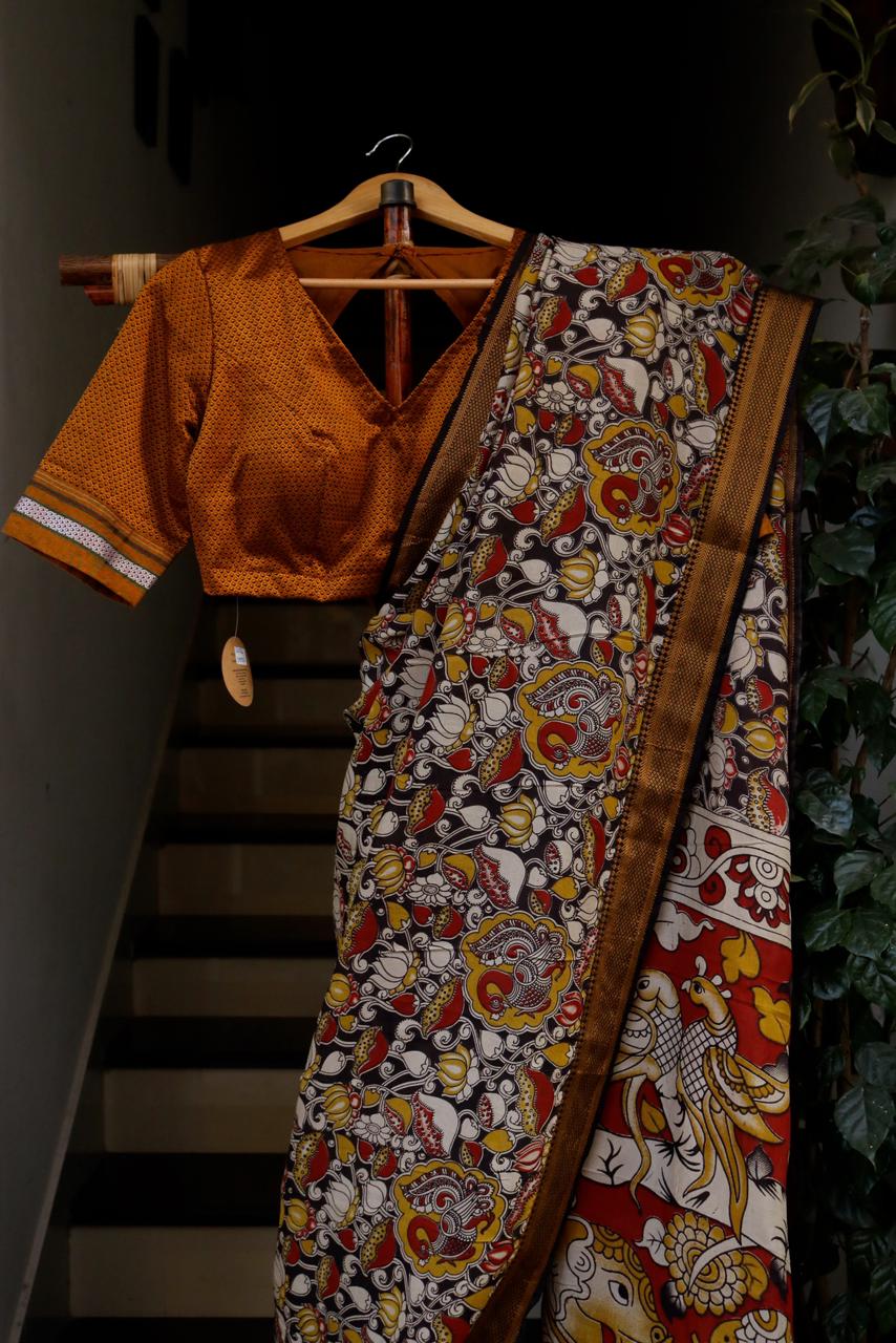 PEDANA KALAMKARI SAREE_BLACK