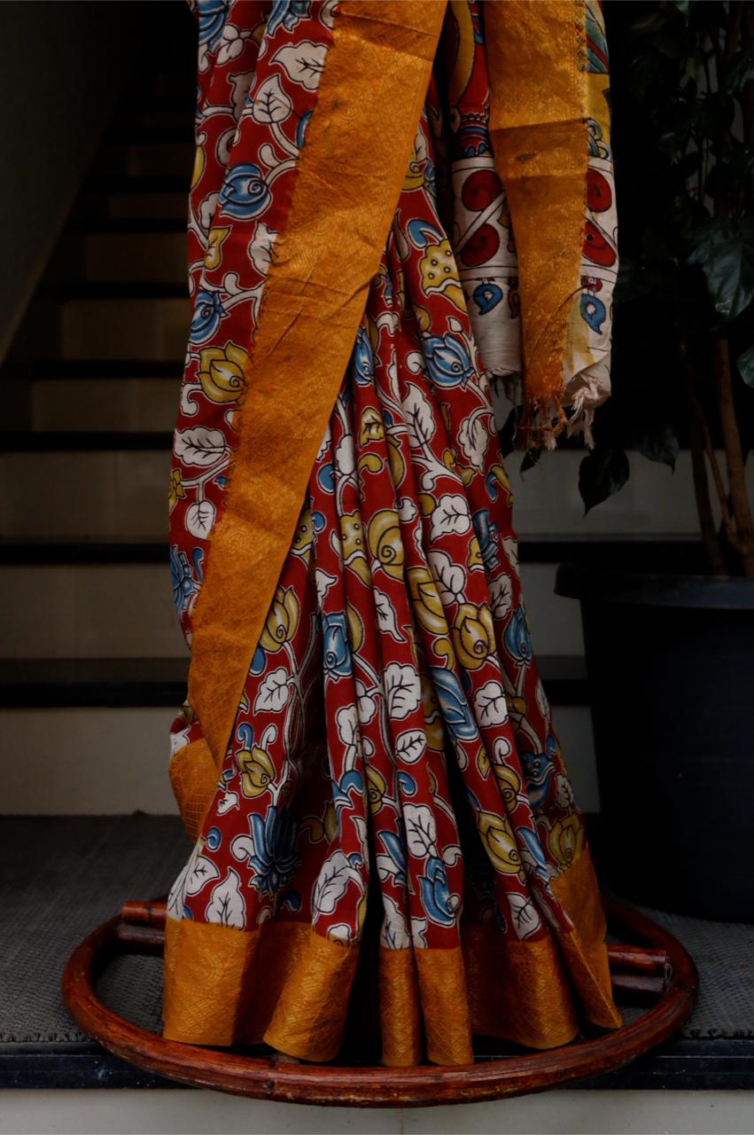 PEDANA KALAMKARI SAREE_RED
