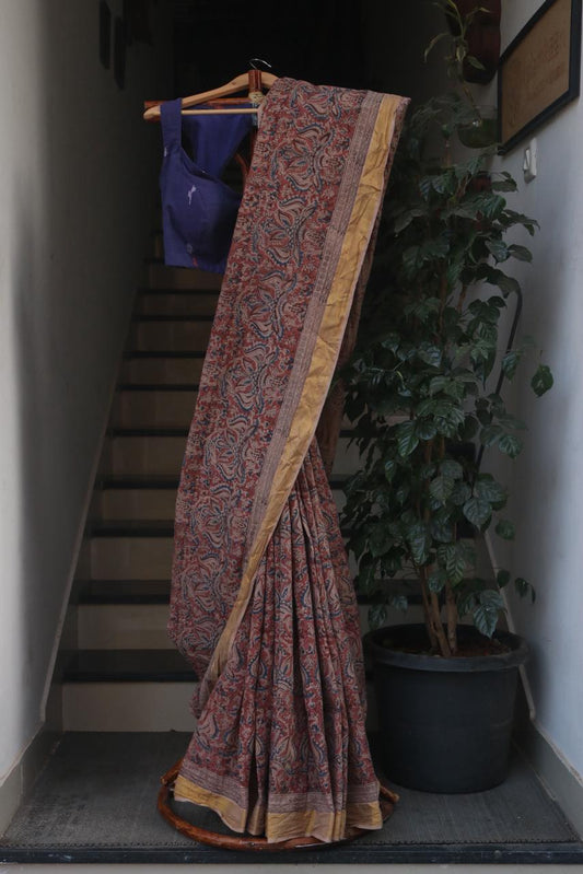 KALAMKARI COTTON BLOCK PRINTED SAREE