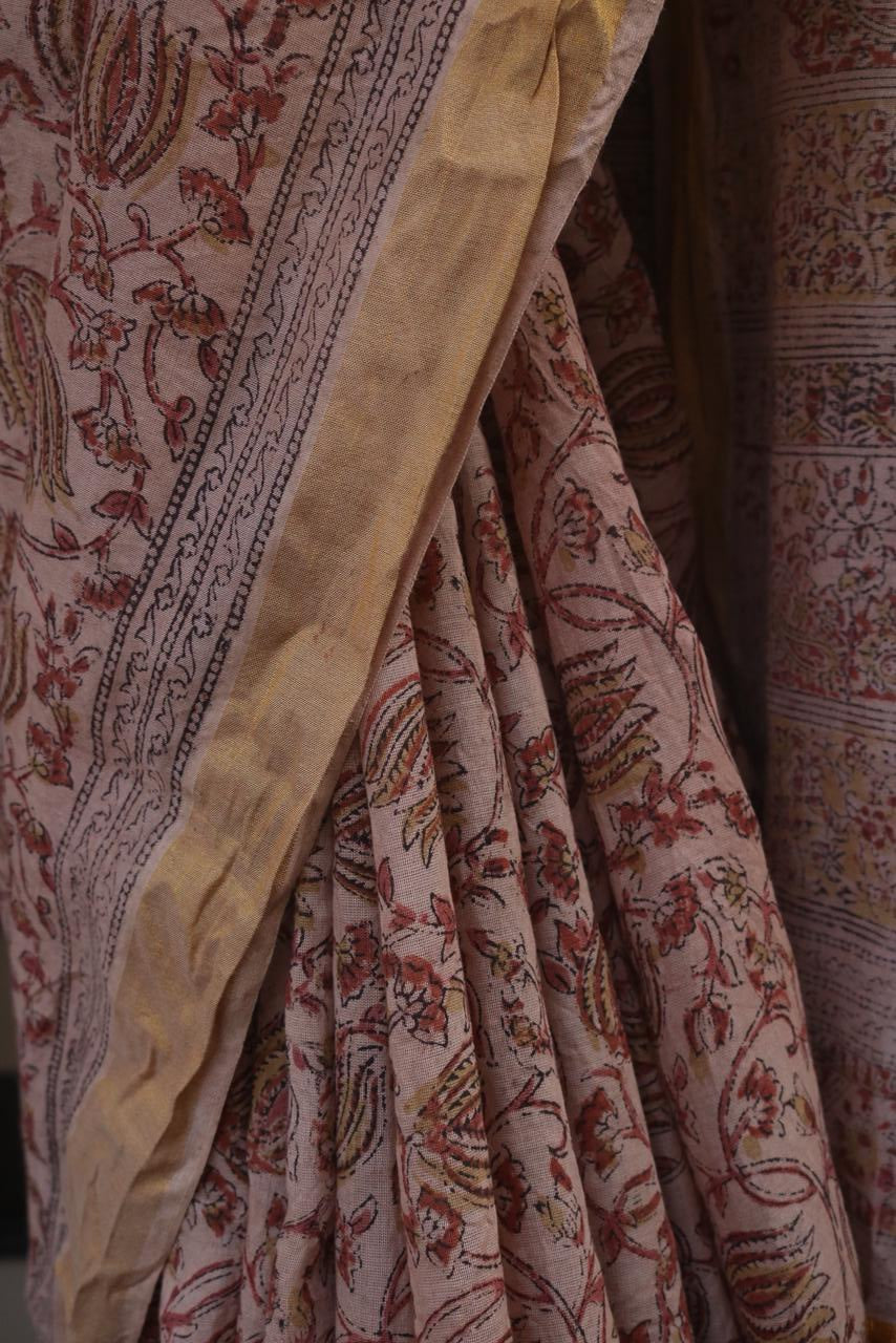 KALAMKARI COTTON BLOCK PRINTED SAREE
