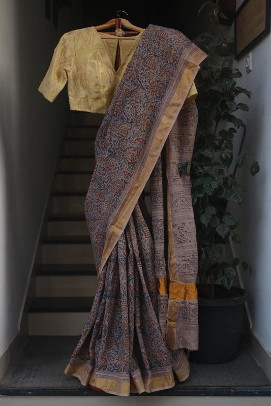 KALAMKARI COTTON BLOCK PRINTED SAREE