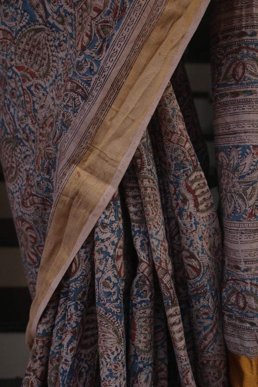 KALAMKARI COTTON BLOCK PRINTED SAREE