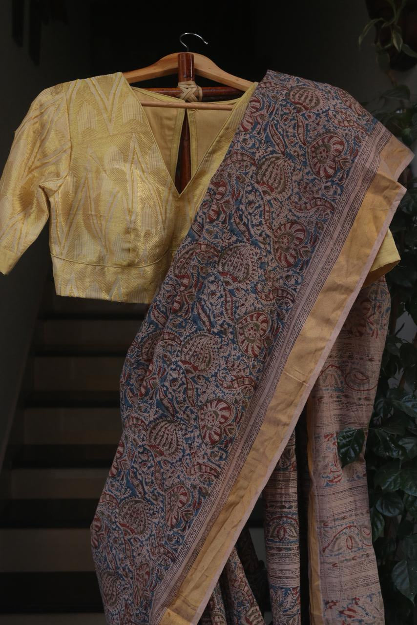 KALAMKARI COTTON BLOCK PRINTED SAREE