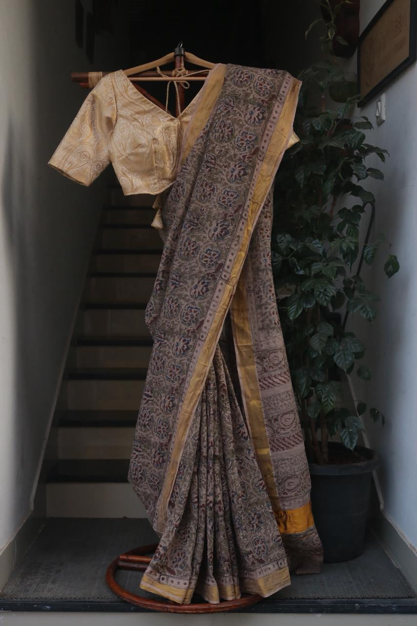 KALAMKARI COTTON BLOCK PRINTED SAREE