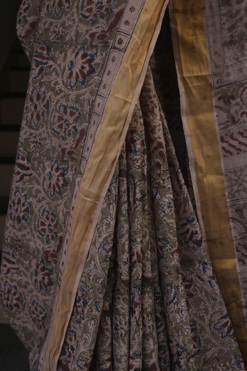KALAMKARI COTTON BLOCK PRINTED SAREE