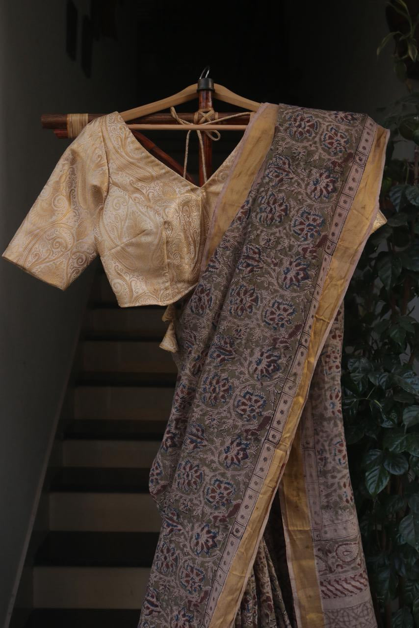 KALAMKARI COTTON BLOCK PRINTED SAREE