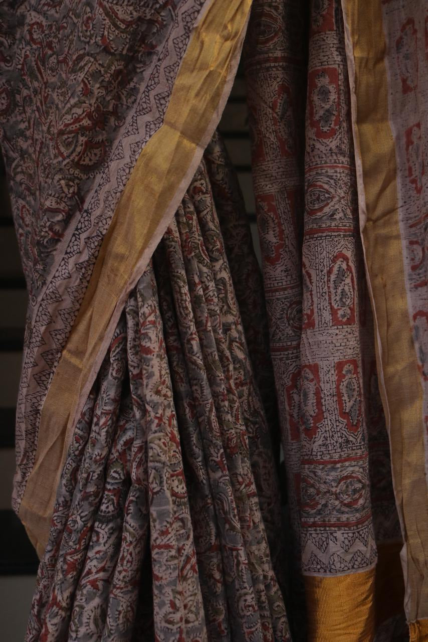 KALAMKARI COTTON BLOCK PRINTED SAREE